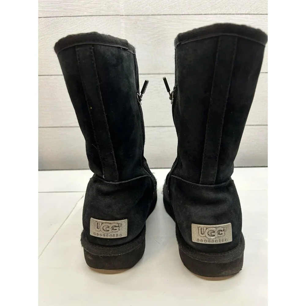 UGG Australia PIERCE 1006031 US 5M EUR‎ 36 Black Suede Sheepskin Winter Boots